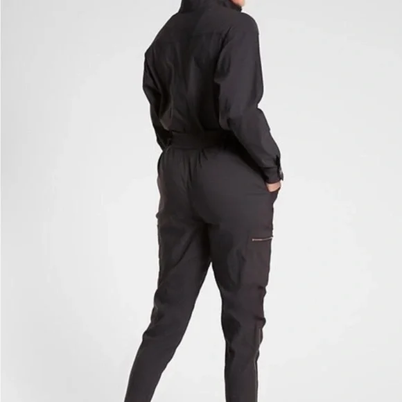 Athleta Black Women's Jumpsuit with Zipper Detail - Picture 2 of 4